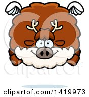 Clipart Of A Cartoon Chubby Reindeer Flying Royalty Free Vector Illustration