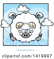 Poster, Art Print Of Cartoon Chubby Ram Sheep Flying