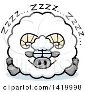 Poster, Art Print Of Cartoon Chubby Ram Sheep Sleeping