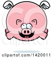 Poster, Art Print Of Cartoon Chubby Crazy Pig Flying