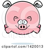 Clipart Of A Cartoon Chubby Pig Flying Royalty Free Vector Illustration