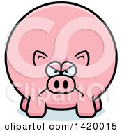 Clipart Of A Cartoon Mad Chubby Pig Royalty Free Vector Illustration