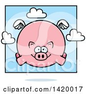 Poster, Art Print Of Cartoon Chubby Pig Flying