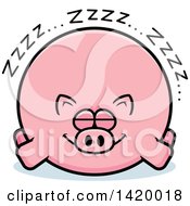 Clipart Of A Cartoon Chubby Pig Sleeping Royalty Free Vector Illustration