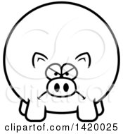 Poster, Art Print Of Cartoon Black And White Lineart Mad Chubby Pig