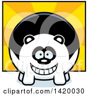 Poster, Art Print Of Cartoon Chubby Panda Over Rays