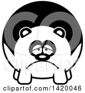 Poster, Art Print Of Cartoon Black And White Lineart Depressed Chubby Panda