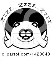 Poster, Art Print Of Cartoon Black And White Lineart Chubby Panda Sleeping