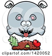Clipart Of A Cartoon Chubby Mouse Flying And Eating Royalty Free Vector Illustration