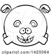 Clipart Of A Cartoon Black And White Lineart Chubby Mouse Flying Royalty Free Vector Illustration
