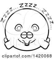Clipart Of A Cartoon Black And White Lineart Chubby Mouse Sleeping Royalty Free Vector Illustration