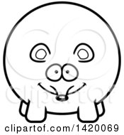 Clipart Of A Cartoon Black And White Lineart Chubby Mouse Royalty Free Vector Illustration