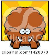 Clipart Of A Cartoon Chubby Woolly Mammoth Over Rays Royalty Free Vector Illustration by Cory Thoman