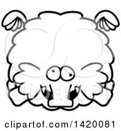 Cartoon Black And White Lineart Chubby Woolly Mammoth