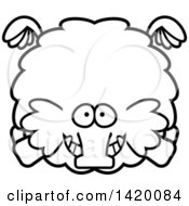 Clipart Of A Cartoon Black And White Lineart Chubby Woolly Mammoth Flying Royalty Free Vector Illustration by Cory Thoman