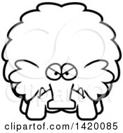 Clipart Of A Cartoon Black And White Lineart Mad Chubby Woolly Mammoth Royalty Free Vector Illustration by Cory Thoman