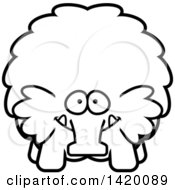 Clipart Of A Cartoon Black And White Lineart Chubby Woolly Mammoth Royalty Free Vector Illustration by Cory Thoman
