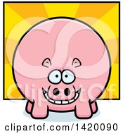 Clipart Of A Cartoon Chubby Hippo Over Rays Royalty Free Vector Illustration
