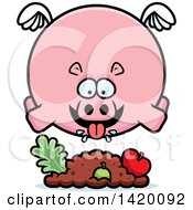 Clipart Of A Cartoon Chubby Hippo Flying And Eating Royalty Free Vector Illustration by Cory Thoman