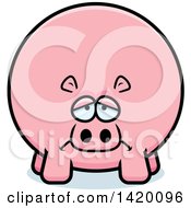 Clipart Of A Cartoon Depressed Chubby Hippo Royalty Free Vector Illustration