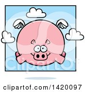 Clipart Of A Cartoon Chubby Hippo Flying Royalty Free Vector Illustration
