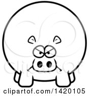 Poster, Art Print Of Cartoon Black And White Lineart Mad Chubby Hippo