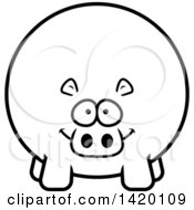 Clipart Of A Cartoon Black And White Lineart Chubby Hippo Royalty Free Vector Illustration