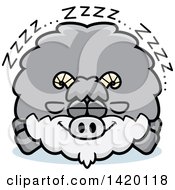 Clipart Of A Cartoon Chubby Goat Sleeping Royalty Free Vector Illustration