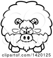 Poster, Art Print Of Cartoon Black And White Lineart Mad Chubby Goat