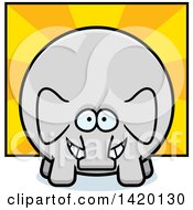Clipart Of A Cartoon Chubby Elephant Over Rays Royalty Free Vector Illustration