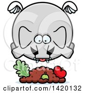 Clipart Of A Cartoon Chubby Elephant Flying And Eating Royalty Free Vector Illustration