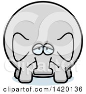 Clipart Of A Cartoon Depressed Chubby Elephant Royalty Free Vector Illustration