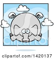 Clipart Of A Cartoon Chubby Elephant Flying Royalty Free Vector Illustration