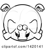Poster, Art Print Of Cartoon Black And White Lineart Chubby Crazy Elephant Flying