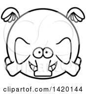 Poster, Art Print Of Cartoon Black And White Lineart Chubby Elephant Flying