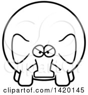 Clipart Of A Cartoon Black And White Lineart Mad Chubby Elephant Royalty Free Vector Illustration