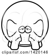 Poster, Art Print Of Cartoon Black And White Lineart Depressed Chubby Elephant