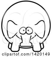 Clipart Of A Cartoon Black And White Lineart Chubby Elephant Royalty Free Vector Illustration