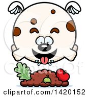 Poster, Art Print Of Cartoon Chubby Dog Flying And Eating
