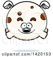 Clipart Of A Cartoon Chubby Dog Flying Royalty Free Vector Illustration