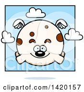 Clipart Of A Cartoon Chubby Dog Flying Royalty Free Vector Illustration
