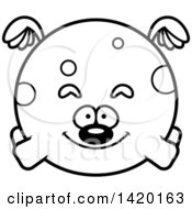 Clipart Of A Cartoon Black And White Lineart Chubby Dog Flying Royalty Free Vector Illustration