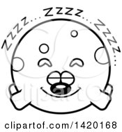 Poster, Art Print Of Cartoon Black And White Lineart Chubby Dog Sleeping