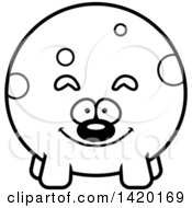 Poster, Art Print Of Cartoon Black And White Lineart Chubby Dog