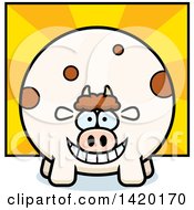 Poster, Art Print Of Cartoon Chubby Cow Over Rays