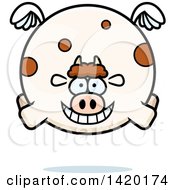 Clipart Of A Cartoon Chubby Cow Flying Royalty Free Vector Illustration