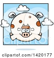 Poster, Art Print Of Cartoon Chubby Cow Flying