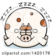 Clipart Of A Cartoon Chubby Cow Sleeping Royalty Free Vector Illustration by Cory Thoman