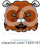 Clipart Of A Cartoon Chubby Crazy Buffalo Flying Royalty Free Vector Illustration by Cory Thoman