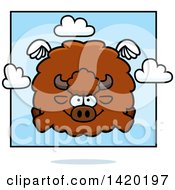 Clipart Of A Cartoon Chubby Buffalo Flying Royalty Free Vector Illustration